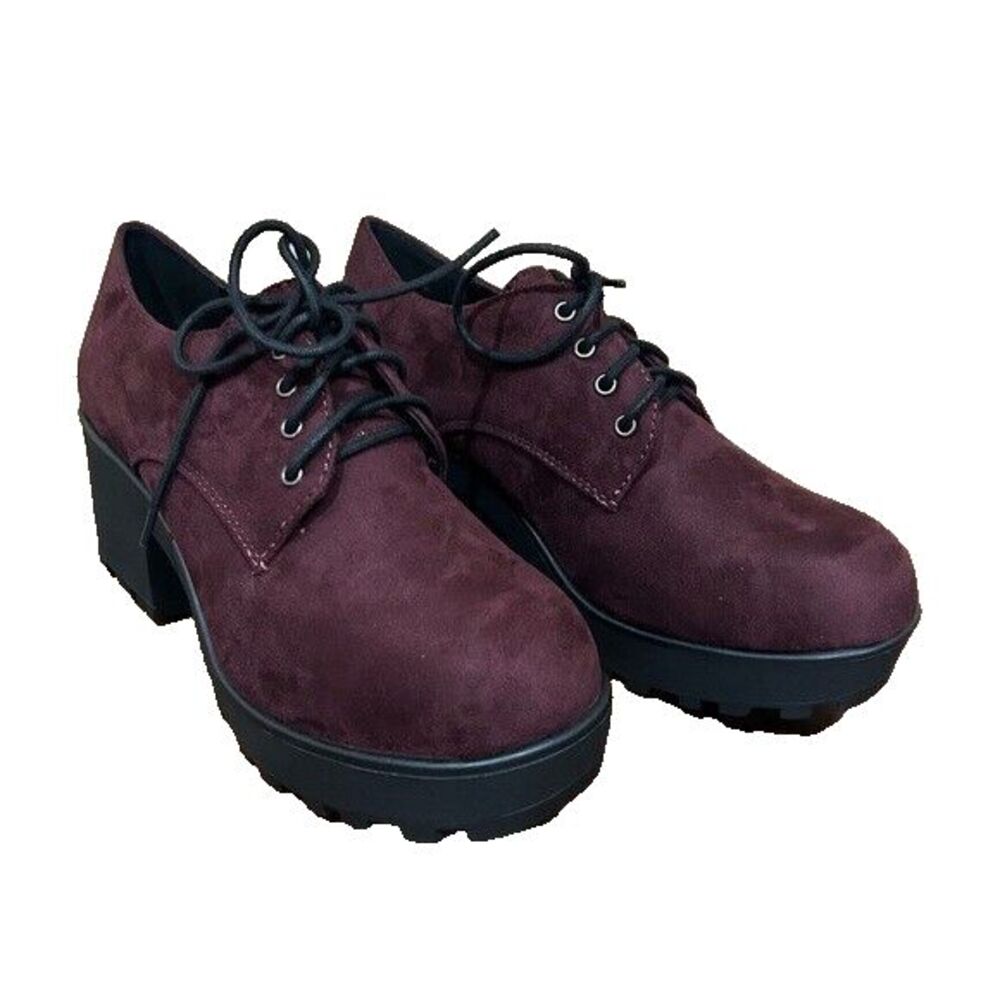 Soda Dark Red Lace-Up Platform Shoes